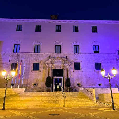 Façana del Castell il·luminada per commemorar el Dia Internacional de la Mort Perinatal, Neonatal i Gestacional