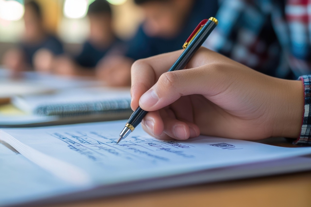 Imatge d'un estudiant prenent apunts